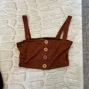 Brown Buttoned Women's Top